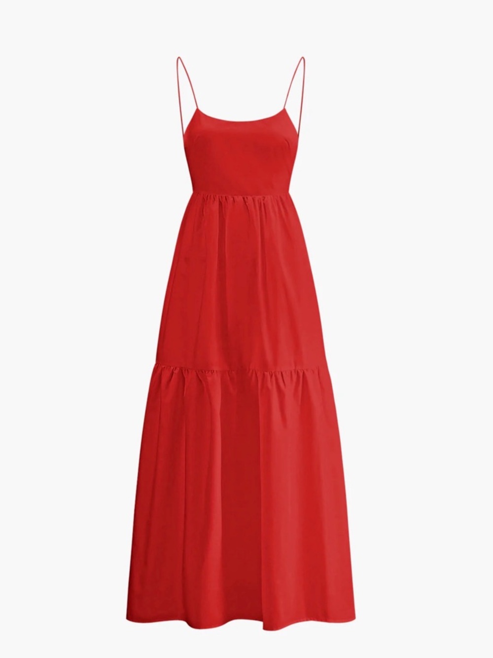 Commense Solid Backless Long Red Maxi Dress